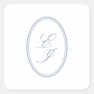 Elegant skript monogram självhäftande vigsel fyrkantigt klistermärke