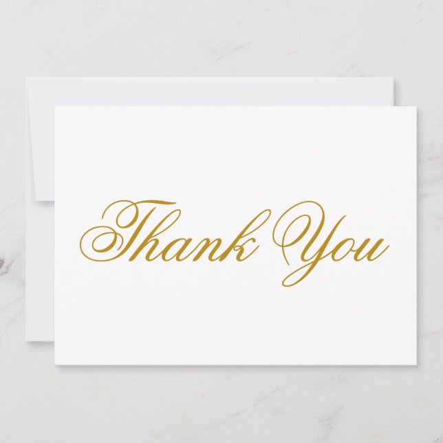 Elegant, skript mörk, guld, vita Tackkort-kort (Framsida)