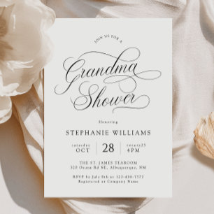 Elegant skript Mormors Babyshower-inbjudan Inbjudningar
