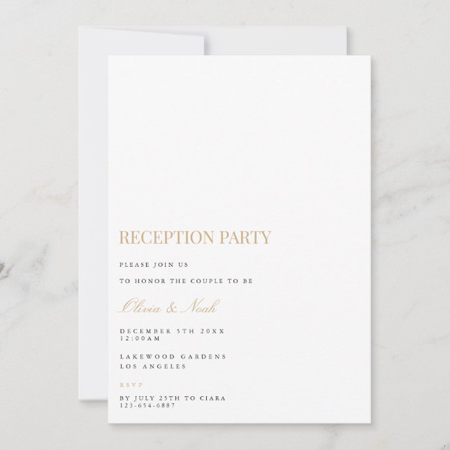 Elegant skript mottagningsinbjudningskort inbjudningar (Framsida)