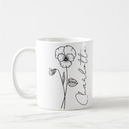 Elegant Skript Namn Februari Födelsemånadsblomma V Kaffemugg
