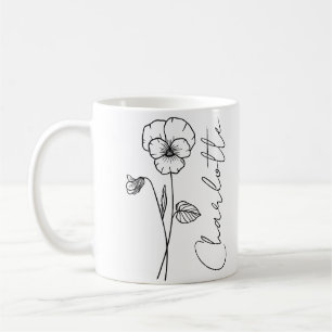 Elegant Skript Namn Februari Födelsemånadsblomma V Kaffemugg