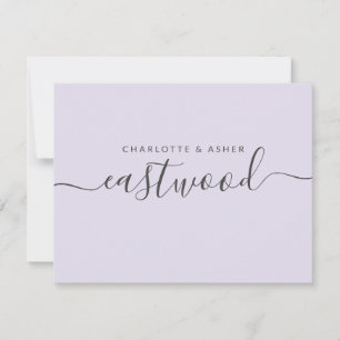 Elegant-skript, Namn Lavender-platta anteckningsko Anteckningskort