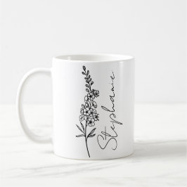 Elegant Skript Namn Riddarsporre Juli Födelsedagsb Kaffemugg
