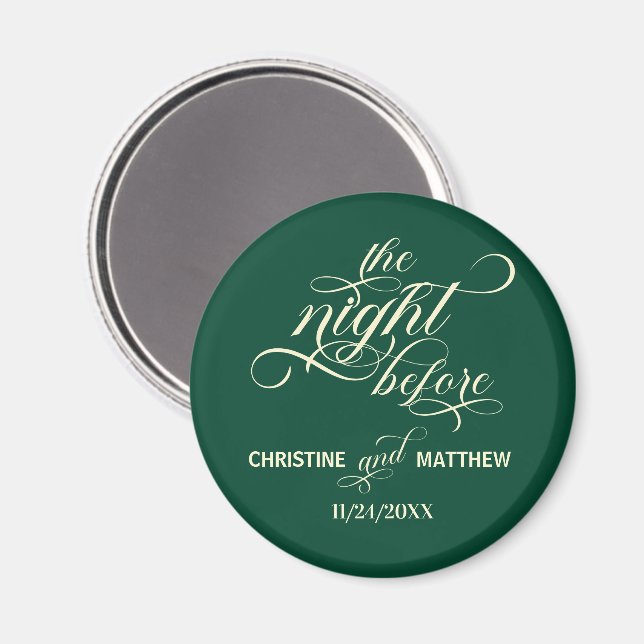 Elegant skript natten före bröllopsfavoriter magnet (Front/Back)