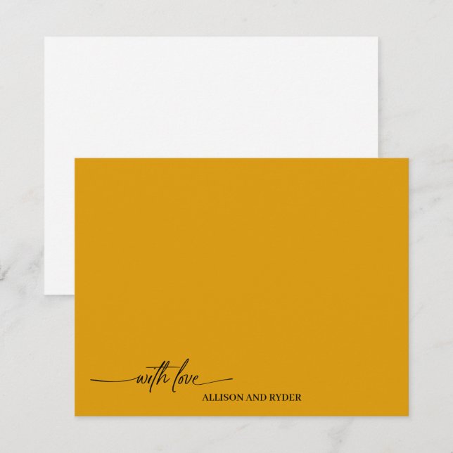 Elegant Skript Orange Mango Med Kärlek Tack Anteckningskort (Fram/baksida)