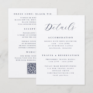 Elegant skript QR-kod för detaljer om destinations Tilläggskort