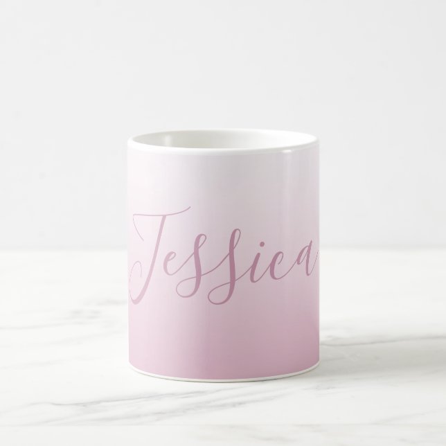 Elegant skript & redigerbar rosa (valfri färg) Omb Kaffemugg (Center)
