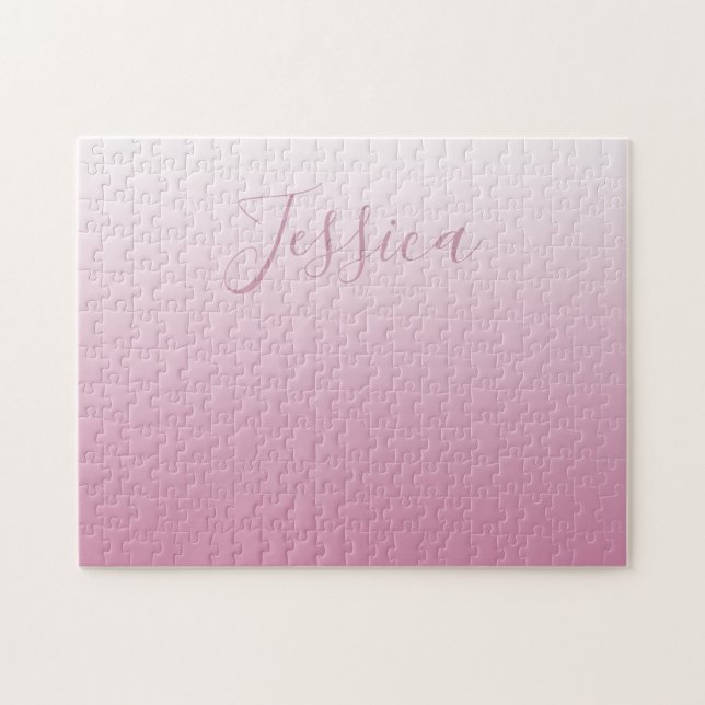 Elegant skript & redigerbar rosa (valfri färg) Omb Pussel (Horisontell)
