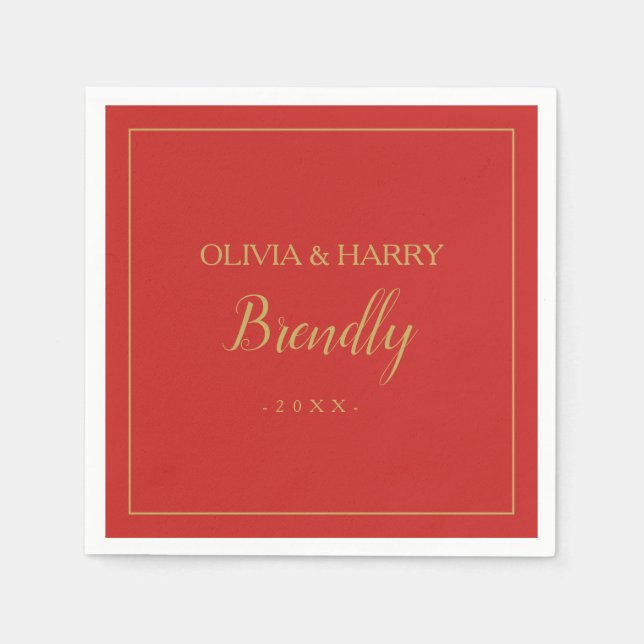 Elegant-skript | Röd jul-Pappersservett Pappersservett (Framsidan)