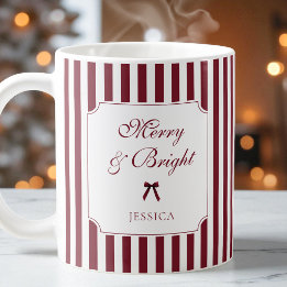 Elegant skript Röd Rand Personlig jul Kaffemugg