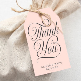 Elegant skript Rosa Baby Shower-favor Presentetikett