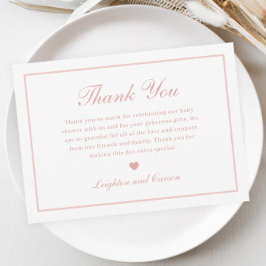 Elegant Skript Rosa Bebis Shower Tack Kort