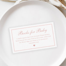 Elegant skript rosa böcker för baby shower tilläggskort