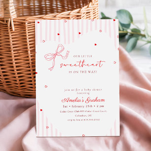Elegant Skript Rosa Rosett Sötnos Bebis Kalas Inbjudningar