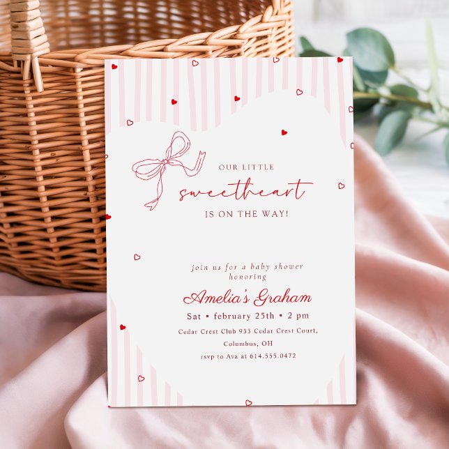 Elegant Skript Rosa Rosett Sötnos Bebis Kalas Inbjudningar (Skapare uppladdad)