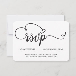 Elegant skript RSVP-e-post Reserverad plats bröllo OSA Kort