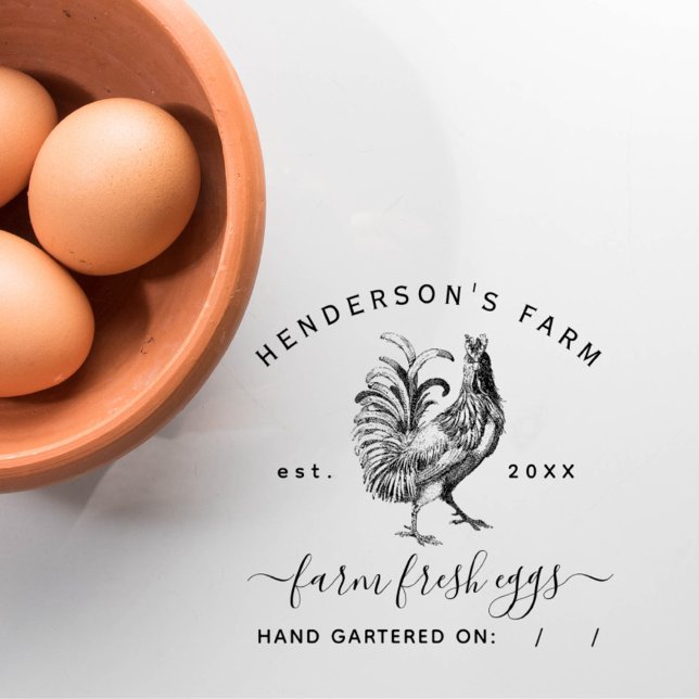 Elegant Skript Rustic Anpassningsbar Farm Egg-kart Självfärgande Stämpel (Skapare uppladdad)