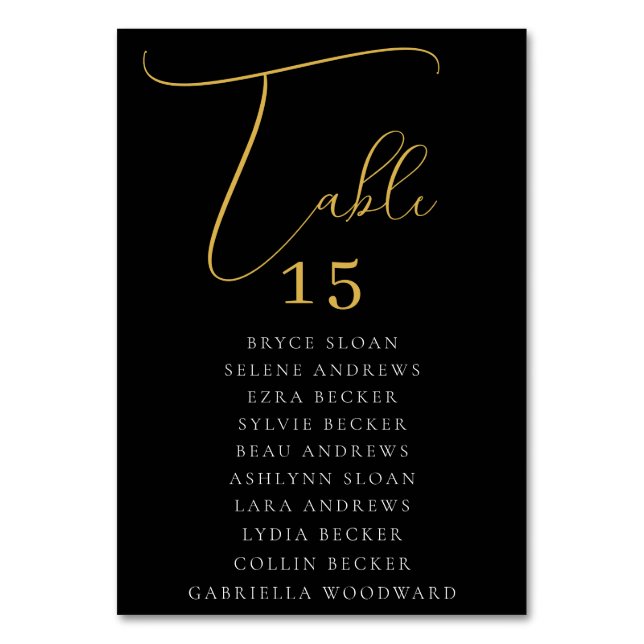 Elegant Skript Sittplatser Bordsnummer (Framsidan)