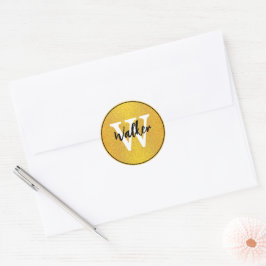 Elegant-skript - Snyggt Guld Monogrammed Namn Runt Klistermärke