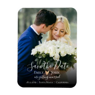 Elegant-skript Spara datum, flexibelt foto-magnet Magnet