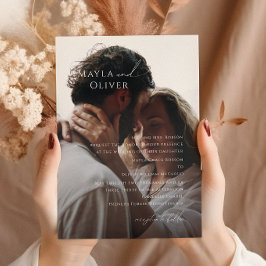Elegant-skript | Svart foto, traditionell Bröllop Inbjudningar