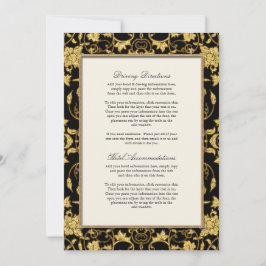Elegant Skript Svart Guld Glitter Damask Bröllop Inbjudningar