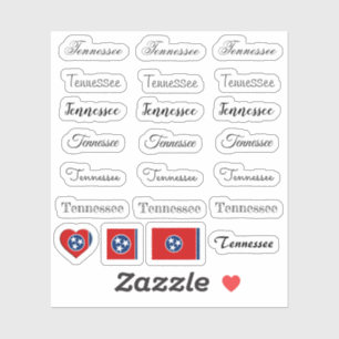 Elegant-skript Tennessee & Flagga USA /namn Set Klistermärken