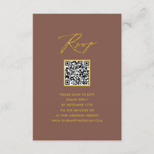 Elegant skript Terrakotta Enkel QR Bröllop RSVP Tilläggskort