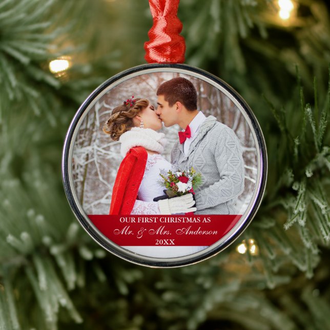 Elegant Skript vår första julrött Julgransprydnad Metall (Träd)