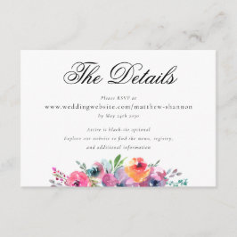 Elegant Skript Vattenfärg Blommig Bröllopsinformat Tilläggskort