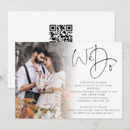 Elegant Skript Vi Gör Fotoöverlägg QR-kod Bröllop Inbjudningar