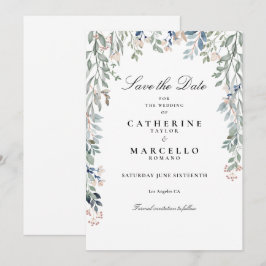 Elegant skript Vilda blommor Blommig Bröllop Spara Datumet
