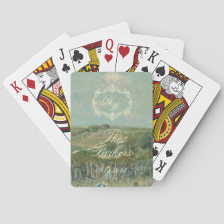 Elegant Skript Vintage Målning Salvia Grön Bröllop Casinokort