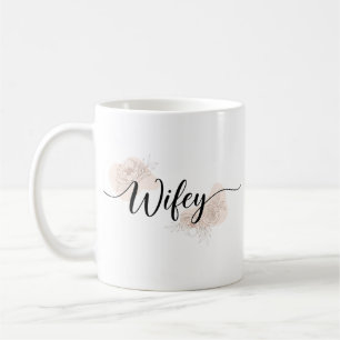 Elegant skript Wifey Blommig Kaffe Mugg