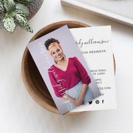 Elegant Skripta Kalligrafi Företag Namn & Foto Visitkort