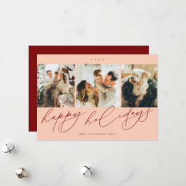 Elegant Skriptad God Jul 3 Familjefoto Julkort