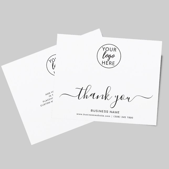 Elegant skriptaffärslogotyp Tack-kort (Elegant Script Business Logo Thank You Card)