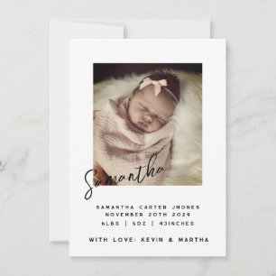 Elegant Skriptat Namn Nyfödd Foto Annonsering Meddelande