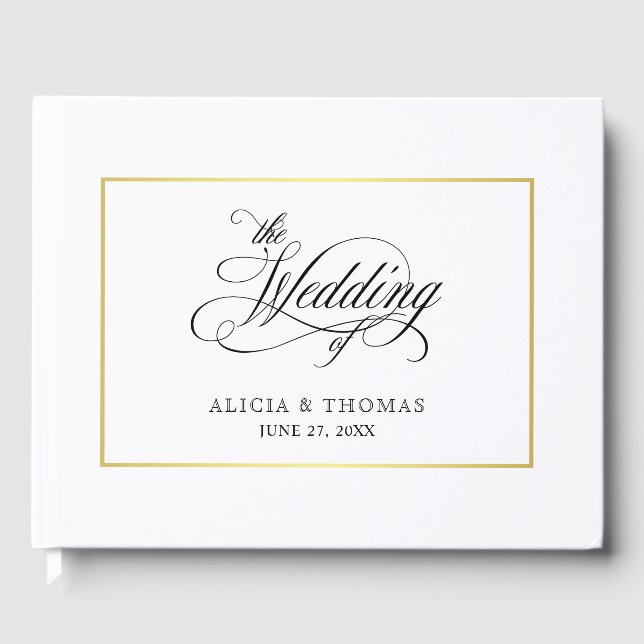 Elegant Skriptblommor Bröllop Gästböcker (Framsida)