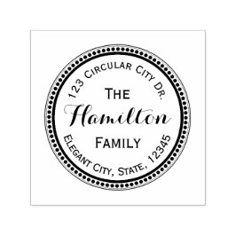 Elegant Skriptcirkel Dot Round Adress Frimärke Självfärgande Stämpel