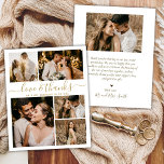 Elegant - skriptfoto Bröllop Tack Flye Flygblad<br><div class="desc">Budgeten Elegant Guld och White Bröllop 5 Photo Collage Tack personlig till ett rimligt pris för lågbudgetflygare. Modern bröllop tackar dig för en mall med fem (5) foto på framsidan och ett (1) foto på baksidan. På framsidan av det pappra typografiskriptet "Kärlek and tack" i ett snabbt, bokstaverat typsnitt i...</div>