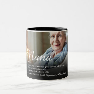 Elegant skriptfoto Mormor Mamma Definition Två-Tonad Mugg
