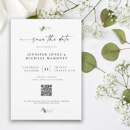 Elegant skriptfoto QR-kod Eucalyptus Bröllop Spara Datumet