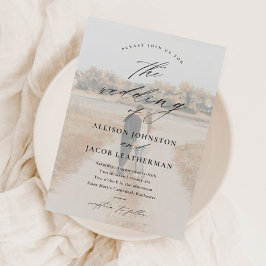 Elegant skriptfotoöverlägg Bröllop  Magnetisk Inbjudningskort