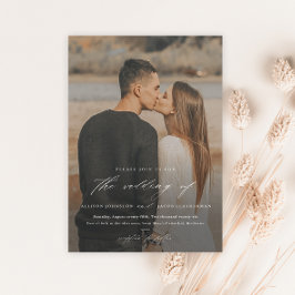 Elegant skriptfotoöverlägg Bröllop Magnetisk Inbjudningskort