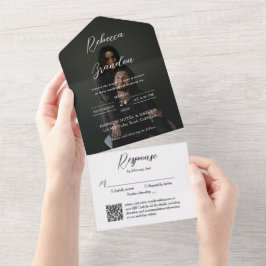 Elegant Skriptfotoöverlägg QR-kod Bröllop
