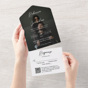 Elegant Skriptfotoöverlägg QR-kod Bröllop