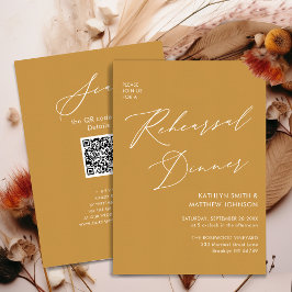 Elegant Skripthonung Guld Rehearsal Dinner QR Inbjudningar
