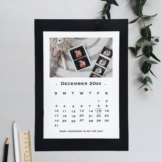Elegant skriptkalender för graviditetsannonsering (Skapare uppladdad)